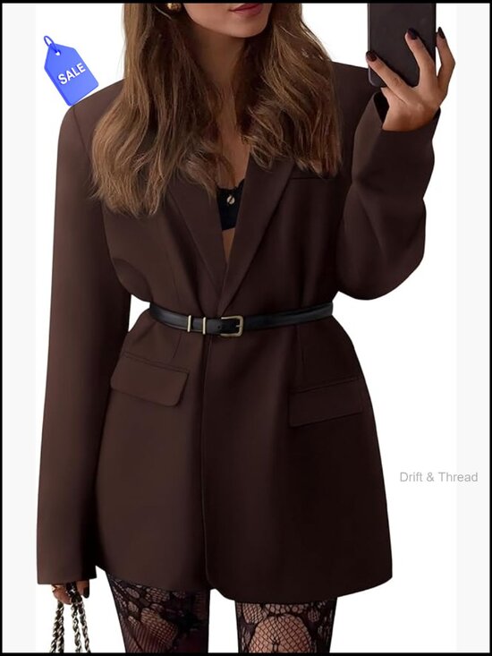 Jackets & Blazers - Oversized Blazer Notch Lapel Long Sleeve Business Casual Work Office Jacket